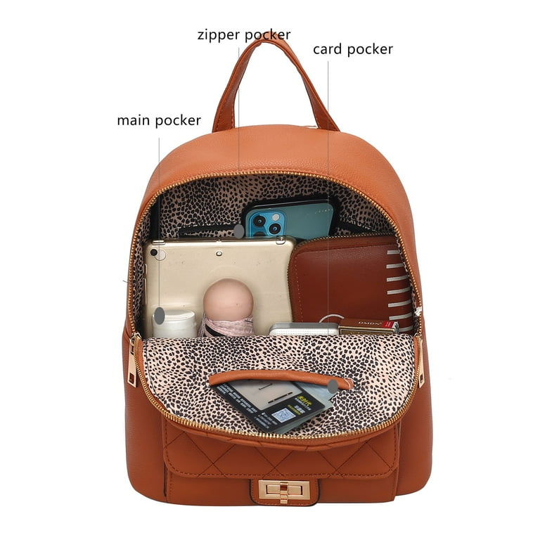 MKF Collection Dimitria Women Backpack, Quilted and Smooth Bookbag Purse Handbag Fashion Travel Daypack Bag by Mia K - Brown MKF Collection Dimitria Women Backpack, Quilted and Smooth Bookbag Purse Handbag Fashion Travel Daypack Bag by Mia K - Brown