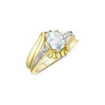 thumbnail image 3 of RYLOS Rings for Women 14K Yellow Gold Swirl Z Ring 7X5MM Oval Gemstone &  Diamond Rings March Aquamarine Jewelry Size 6, 3 of 7