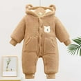 thumbnail image 3 of QUOTAY Baby Romper Winter Thermal Padded Outfit for Boys Warm Lined Bodysuit Long Sleeve Jumpsuit Coffee,90, 3 of 5