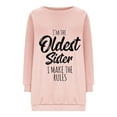 Elvqul Womens Crew Neck Sweatshirts Graphic Loose Fit Pull on Pink Tops