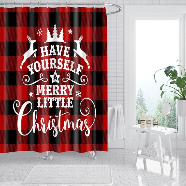 Coxeer Rideau de Douche de Noël Coloré Imperméable Rideau de Salle de Bain Rideau de Bain Tissu