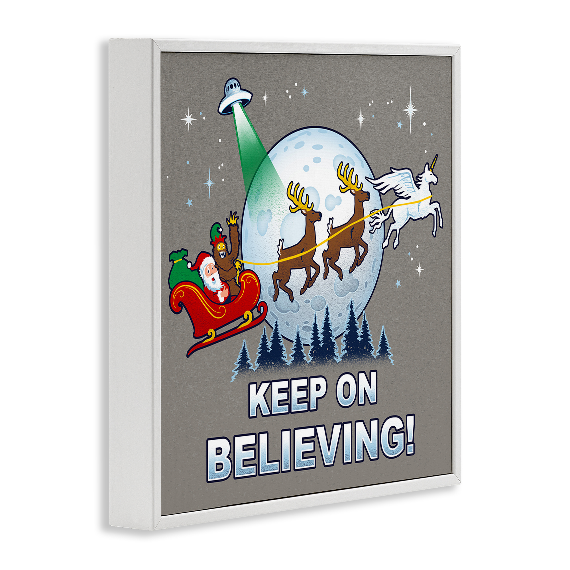 Stupell Industries Keep on Believing Holiday Holiday Painting White Framed Art Prints Wall Art, 12 x 12