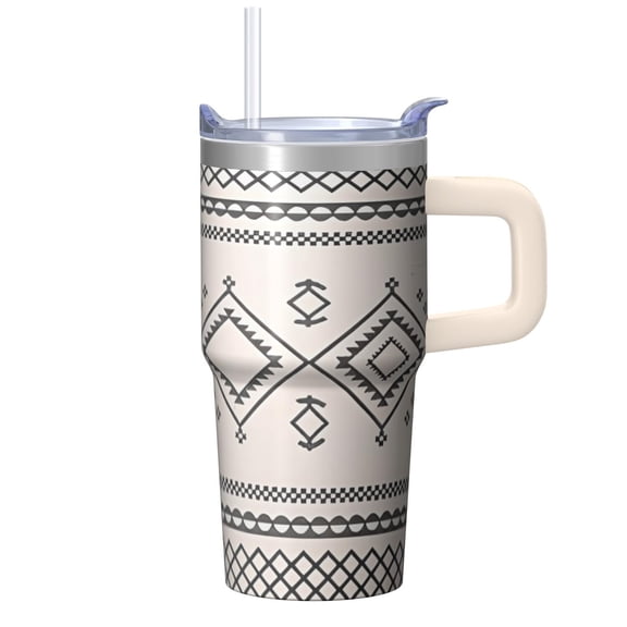 Double Wall Vacuum Tumbler 20oz with Lid & Straw - Stainless Steel Insulated Travel Coffee Mug, Leakproof Thermal Cup, Bohemian Style