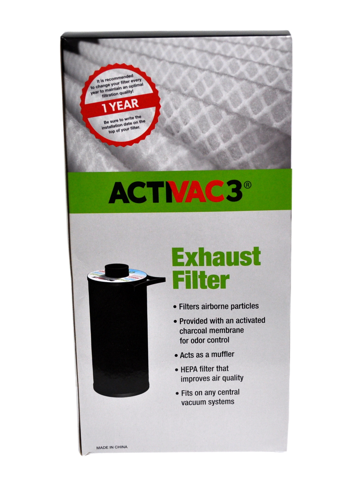 Activac III HEPA Central Vacuum Exhaust Filter and Muffler