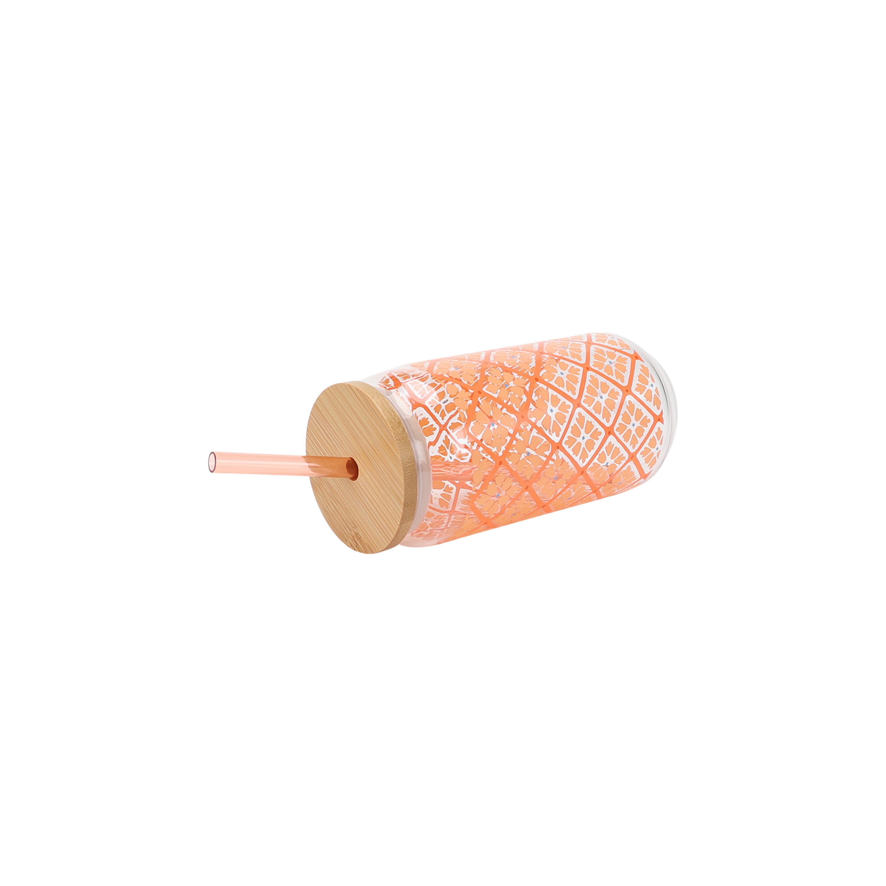 Mainstays by Becky G. & Alejandra 20-Ounce Acrylic Can Shape Tumbler, Orange Tile Pattern