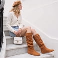 thumbnail image 2 of Ecetana Women's Slouchy Knee-High Boots with Flat Heel and Side Zipper, 2 of 7