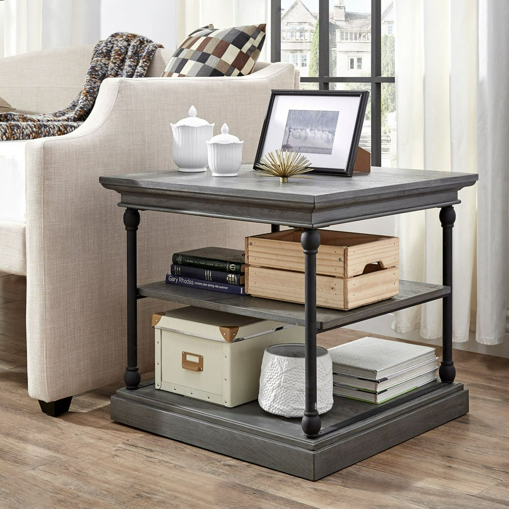 Weston Home Cabana Accent Storage Side Table, Frost Grey