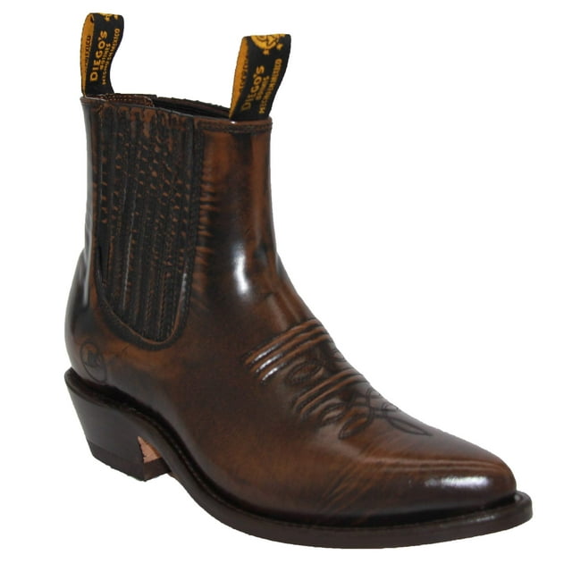 The Western Shops Men's Genuine Leather Short Ankle Cowboy, Charro Botin