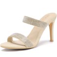 thumbnail image 2 of BLISSFUL STEP Women's Open Toe Stiletto High Heel Rhinestone Mules Sandals, 2 of 7