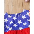 thumbnail image 6 of Aojekbee Independence Day Baby Girls Romper, Infant Star/Stripe Printing Round Collar Fly Sleeve Mesh Skirt Splicing Jumpsuit, 6 of 10