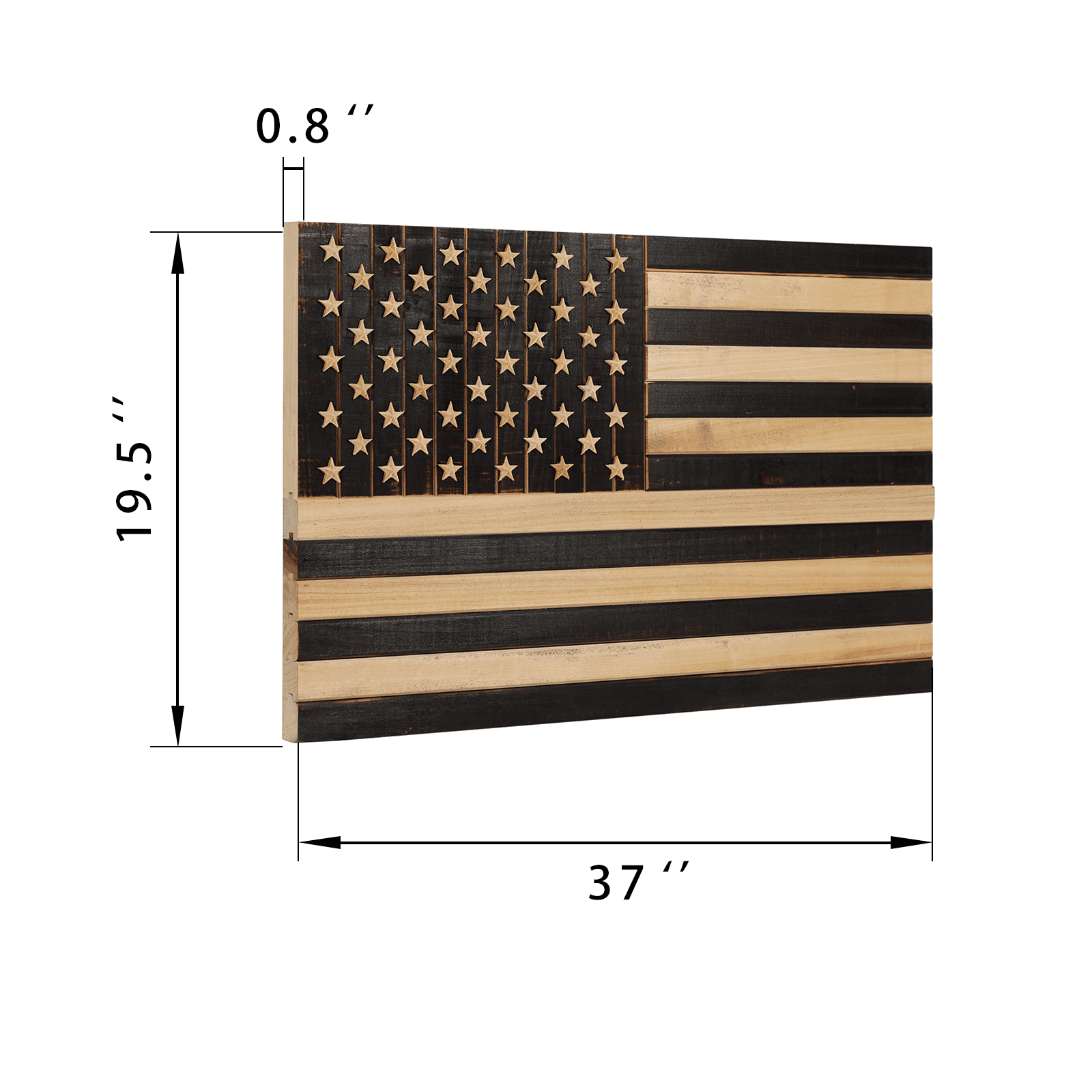 CONSDAN Wooden American Flag Wall Decor, Handcrafted Wall Art, USA Grown Hardwood, Rustic Wood Wall Flags, American Flag Wall Art, American Flag Decor | Regular Color, 37"x19.5"