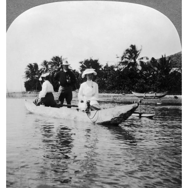 Guam Americans C1910. Namerican Tourists Trying Their Skills Navigating ...