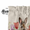 thumbnail image 2 of Valances for Windows Vintage Easter Rabbits Rod Pocket Short Curtain for Bathroom Living Room Bedroom Red Pink Tulips on Linen 1 Panel 42x12in, 2 of 9