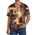 thumbnail image 7 of Lsque Cartoon Cooking Cat print Men's Cuban Collar Short Sleeve Shirt Summer Beachwear Casual Button Down Fashionable Vacation Leisure Shirt-3X-Large, 7 of 7
