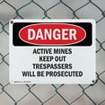 thumbnail image 5 of (2 Pack) Active Mines Keep Out Trespassers OSHA Danger Sign 24 Inch X 18 Inch Plastic Sign, Weather Resistant, UV Protected for Workplace, Business, and Construction Site, Made in the, 5 of 8