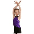 thumbnail image 2 of inhzoy Kids Girls Sequins One Piece Gymnastics Leotards Jumpsuit Jazz Hip Hop Dance Performance Dancewear Purple 8, 2 of 8