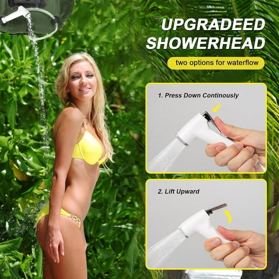 Portable Camping Privacy Tent, Outdoor Shower Tent Kit with 5 Gallon Shower Bag-(Nozzle Upgraded)