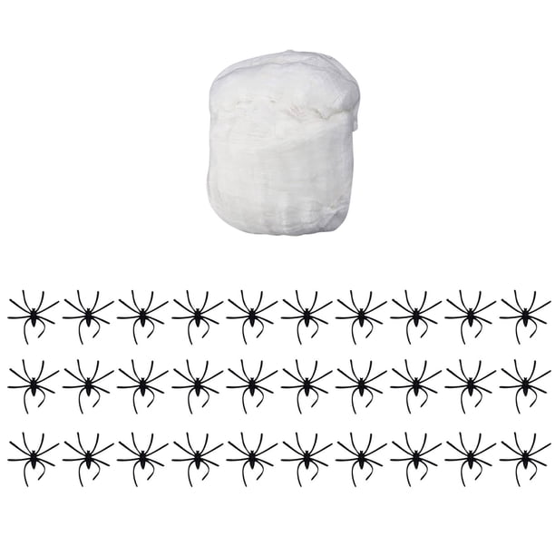 Clearance!Telas de araña luminosas, decoraciones de telas de araña que brillan en la oscuridad, telas de araña elásticas con araña falsa, telarañas de Halloween para una decoración interior