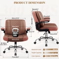 thumbnail image 3 of COOLHUT Criss Cross Office Chair with Flip Padded Backrest, Comfy PU Leather Cross Legged Desk Chair, Flip-Up Arms & Extra-Wide Seat for Home Office, Vanity Chair, Brown, 3 of 15