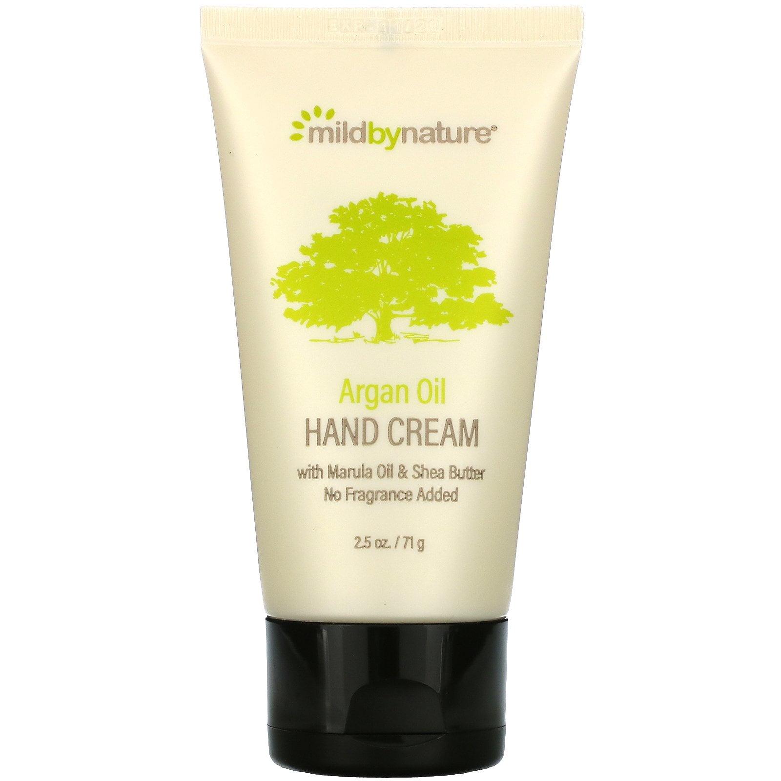 Mild By Nature Argan Oil Hand Cream with Marula Oil & Shea Butter, Unscented, 2.5 oz (71 g