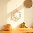 thumbnail image 3 of Espejo decorativo de pared con borlas redondas para el hogar creativo, estilo tapiz tejido hecho a mano, espejo de maquillaje, 3 of 5