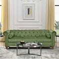 thumbnail image 5 of AmoDwell Tufted Velvet Sofa Couch for Living Room, Plush Rolled Arm 3-Seater Sofa Couch with Nailhead Trim and 2 Neck Roll Pillows, Small Apartment Chesterfield Sofa, 5 of 11