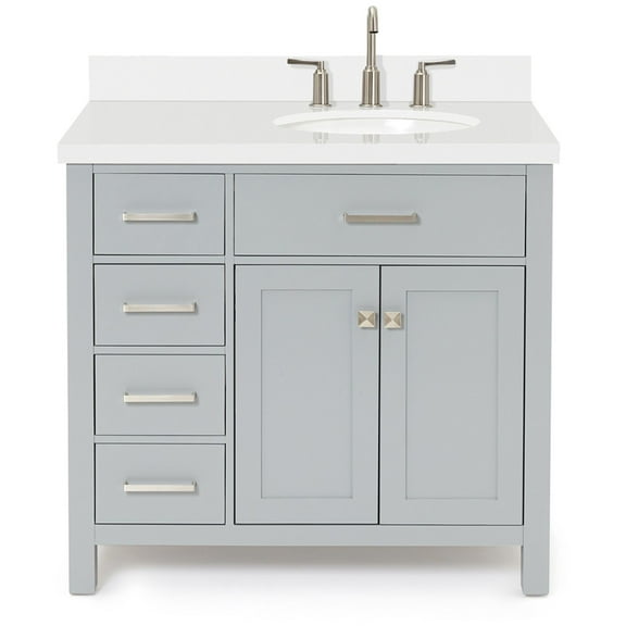 Ariel H037srwqovo Bristol 37" Free Standing Single Oval Basin Vanity Set - Grey