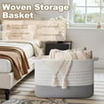 thumbnail image 6 of 108L Extra Large Blanket Basket, 25”x16”x16” Rectangle Woven Cotton Rope Baskets for for Living Room, Toy Storage with Handle- Gradient Grey, 6 of 13