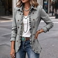 thumbnail image 4 of Ovzne Women's Plus Size Check Ruffle Jacket Lapel Collar Long Sleeve Open Front Coat with Decorative Buttons Tailored Fit,Black Jackets for Women, 4 of 8