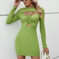 thumbnail image 4 of SWSMCLT Women's Short Cocktail Fashion Mini Dress Long Sleeve Dresses Mini Dress Party Fitted Bodycon Sexy Green Large, 4 of 4