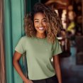 thumbnail image 3 of Dalix Lil Smile Cropped Tee Lightweight High Waisted Short Sleeve Summer Shirt Womens in Artichoke XL X-Large, 3 of 5