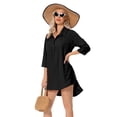 thumbnail image 5 of Spencer Women Swimsuit Cover Up Shirt Bikini Beach Coverup Beachwear Bathing Suit Chiffon Beach Dress "S, Black", 5 of 9