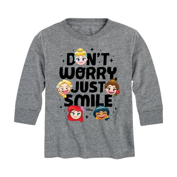 Disney Emoji - Don't Worry Just Just Smile - Toddler And Youth Long Sleeve Graphic T-Shirt