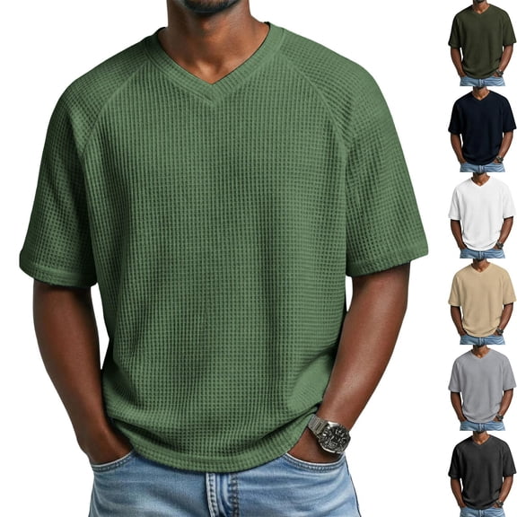 WIZUTIZ Short Sleeve T-Shirts for Men Summer Lightweight Breathable Knitted Shirt Loose Fit Crewneck Athletic Gym Tops