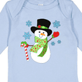 thumbnail image 4 of Inktastic Christmas Snowman in Top Hat with Candy Cane Boys or Girls Long Sleeve Baby Bodysuit, 4 of 5
