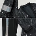 thumbnail image 5 of Pop Super Star Costume 5pcs Set, 80s Retro Black Sequin Jacket Trousers Hat Glove, Stage Outfit Halloween, 5 of 6