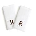 thumbnail image 7 of Authentic Hotel and Spa  2-piece White Turkish Cotton Hand Towels with Brown Block Monogrammed Initial White/Brown D, 7 of 7