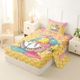 thumbnail image 2 of Castle Fairy Baseball Print Twin Sheets 3pcs, Pink Ice Cream Drip Bedding, Blue Yellow Green,1 Fitted Sheet, 1 Flat Sheet and 1 Pillowcase, 2 of 6