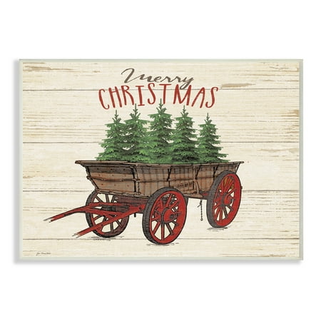 Merry Christmas Plaque - The Stupell Home Decor Collection Merry Christmas Tree Wagon Oversized Wall Plaque Art