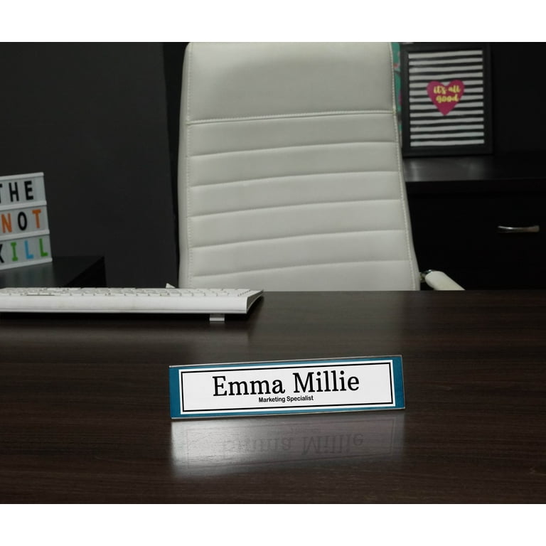 Printtoo Personalized Desk Name Plate Pretty Blue Border Custom Acrylic  Office Desk Name Plate Accessory 2x10 Inches - Walmart.com