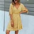 thumbnail image 2 of POINTERTECK Femmes Casual Imprimé Fleur Tempérament Été Tout-Match V-Cou Robe, 2 of 3