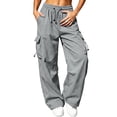 thumbnail image 3 of Basysin Womens Cargo Hiking Pants with Pockets Women High Waist Cargo Pants Loose Fit Fashion Casual Sport Trousers Baggy Travel Pants, 3 of 6