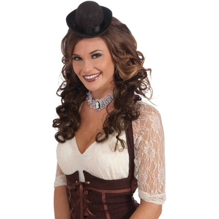 Women's Black Mini Bowler Hat With StringSteampunk Saloon Costume