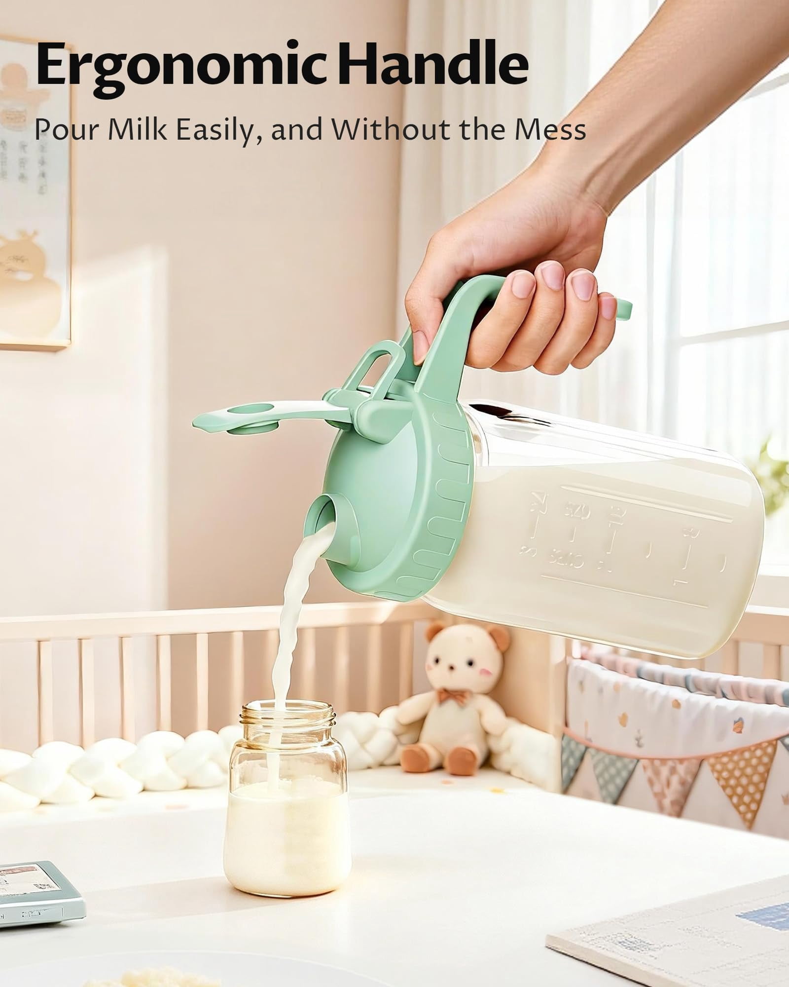 2-pack 32oz Breast Milk Pitcher With Lid - Leak-proof  Airtight Glass Storage Container For Breastmilk Formula And Beverages Easy Pour Spout Wide Mouth Quick Filling Cleaning