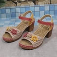 thumbnail image 5 of Dakaela Wedges Sandals for Women Dressy 2025 Open Toe Chunky Heeled Flower Shoes with Arch Support, 5 of 8