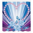 thumbnail image 2 of Ambesonne Bridal Shower Curtain, Valentines Roses Heart, 69"Wx84"L, Blue Purple Pink, 2 of 4