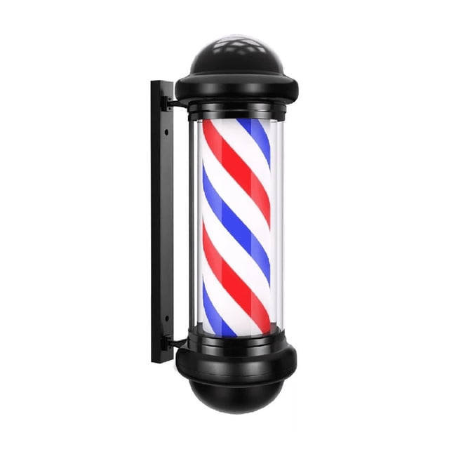 Poste Bombilla Barbería Caramelo Giratorio 65cm Peluquería BLANCO NEGRO ROJO AZUL