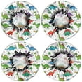 thumbnail image 2 of Shower Caps,White Cartoon Dinosaurs Stars Pattern Waterproof Shower Cap for Women 4 Pieces,Double Reusable Hair Cover for Shower PEVA Elastic Stretch Hem, 2 of 7