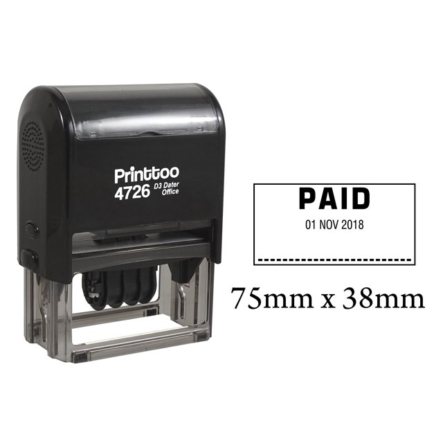 Printtoo Office Stationery Document Dater Stamp Self Inking With Paid Text Date Rubber Stamp-Black
