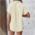 thumbnail image 4 of Ltctricy Summer Tops for Women Trendy Short Sleeve Half Button V Neck Collared Pleated T-Shirts Casual Loose Tunic Blouses, 4 of 6